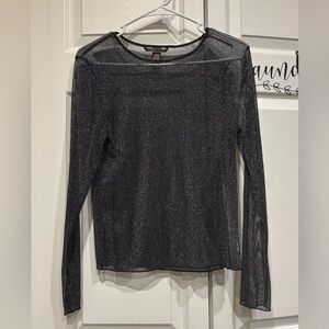 Victoria’s Secret Black Shimmer Sheer Mesh Long Sleeve Top - XS/S